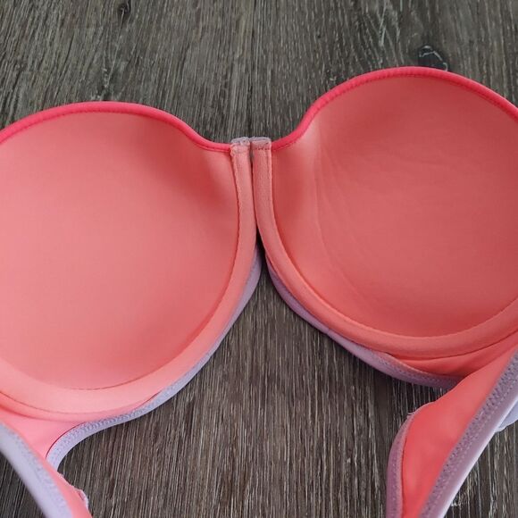 Victorias Secret 32D Strapless Pushup Bikini Top Purple Pink - Picture 3 of 5